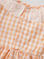 Children's Gingham Ruffle Collar Sleeveless Dress
