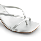 Dream Pairs Womens Size 7.5 Silver 3" Heel Open Square Toe Ankle Strap Shoes