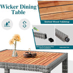 Five Piece Wicker Patio Dining Set with Cushions