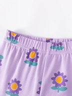 Children's Floral Print Ruffle Hem Tee & Capri Leggings Set