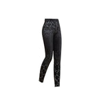 Stretchy Denim-Look Leggings With Leopard Print