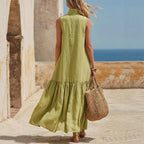 Women's Sleeveless Resort Dress – Loose Fit Zipper Detail