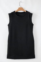 Black Textured Cap Sleeve T-shirt Shift Mini Dress
