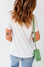 White mama Heart Print Crew Neck T Shirt