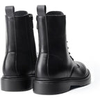Dream Pairs Womens Size 10 Black Faux Leather Lace Up Low Heel Combat Boots