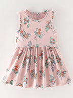 Children's Sleeveless Floral Animal Print Casual Dress