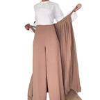 Womens Solid-Color Wide-Leg Pleated Pants With Ties