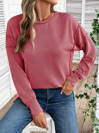 Side Slit Round Neck Sweatshirt