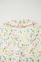 Pink Polka Dot and Bow Print Ruffle Hem Shorts Pajama Set