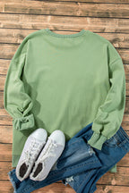 Sea Green Solid Fleece Lined Drop Shoulder High Low Sweatshirt