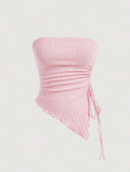 Women's Solid Color Tie-wrapped Bustier Top