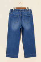 Light Blue Acid Wash Contrast Lace-up Plus Size Jeans