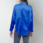 Women’s Satin Lapel Button-Down Blouse