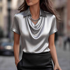 Simple Boat-neck Blouse For Women