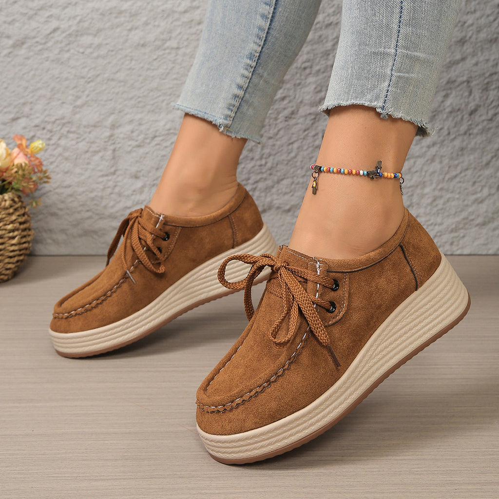 Lace-Up Chunky Sole Suede Pumps