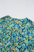 Pink Abstract Print V Neck Half Sleeve Loose Fit Tunic Blouse