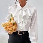 Women’s Ruffled Collared Blouse | Long Sleeve Dressy Work Top
