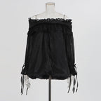 Retro Off-the-Shoulder Strap Bell-Sleeve Solid Color Chiffon Top