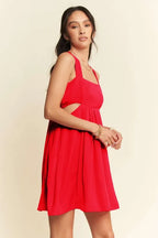 Davi & Dani Washed Satin Cutout Skirt Bandeau Mini Dress
