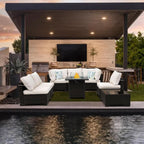 8 Piece Wicker Patio Furniture Set with Fire Pit