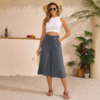 Women’s Elastic Cropped Wide-Leg Pants