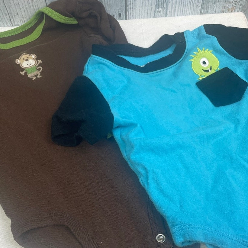 Lot of 5 Carter's Baby Boys 12 Mos Short Sleeve One Piece Sleepwear PJs Clothes