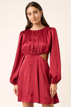 Mittoshop Satin Side Cutout Detail Mini Dress