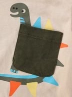Children's Cute Dinosaur Pocket Short Sleeve T-Shirt