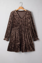 Jungle Green Plus Size Velvet Babydoll Mini Dress
