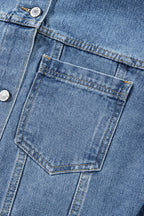 Blue Stripe Washed Oversized Pocketed Denim Jacket