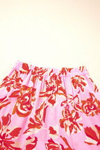 Blue Bohemian Floral Print Tiered Maxi Skirt with Split
