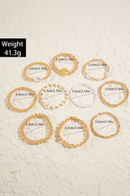 Gold Minimalist Style Heart & Pearl Beaded Bracelet Set