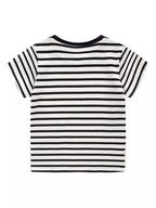 Children's Embroidered Striped Round Neck T-Shirt