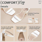 Idifu Womens Size 9 White Faux Leather 4" Block Heel Open Toe Ankle Strap Shoes