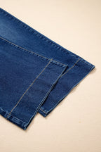 Light Blue Acid Wash Contrast Lace-up Plus Size Jeans
