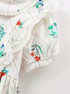 Children's Floral Print Ruffle Peter Pan Collar Dress