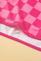 Black Checkered Drawstring Elastic Waist Casual Shorts