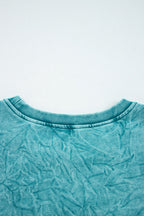 High-rise saved by grace Letter Embroidery Mineral Wash Loose Sweatshirt