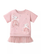 Children's Round Neck Short Sleeve Sweatshirt Dress