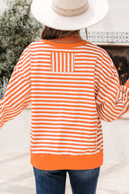 Black Stripe Exposed Seam Drop Shoulder Casual Pullover Top
