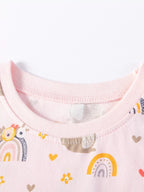 Children's Bunny & Rainbow Print Ruffle Sleeve T-Shirt