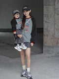 Color-block Raglan Hoodie For Parents And Kids Versatile And Easy To Style