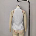 French-style Satin V-neck Slim-fit Sleeveless Blouse With Tie Detailing