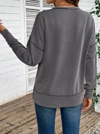 Side Slit Round Neck Sweatshirt