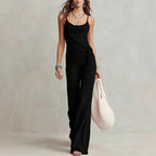 Women's Solid Color Sleeveless Top & Pants Two-Piece Set