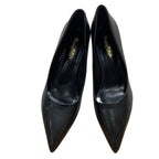 VenusCelia Womens Size 9 Black 3" Block Heel Closed Pointed Toe PU Leather Shoes