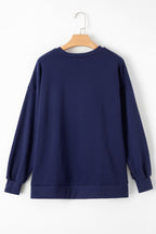 Sea Green Solid Fleece Lined Drop Shoulder High Low Sweatshirt