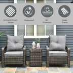Three Piece Patio Furniture Set with Cushions and Table