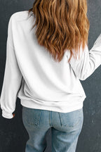 White Game Day Leopard Football Graphic Heat Transfer Printing Crew Neck Sweatshirt