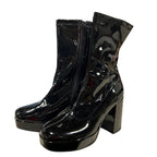 Dream Pairs Womens Size 11 Black Patent Leather 4" Block Heel Zip Ankle Boots